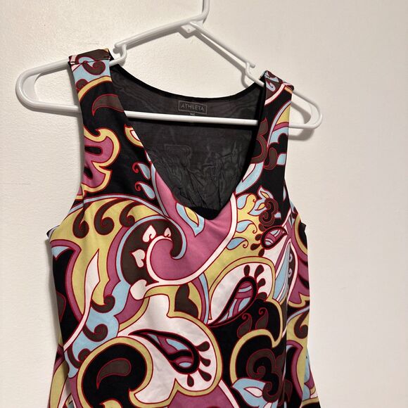 ATHLETA Tear Away B 4 U Play Paisley Underwire Bra Cup Tank Top Swim 36C Tankini - Picture 2 of 9